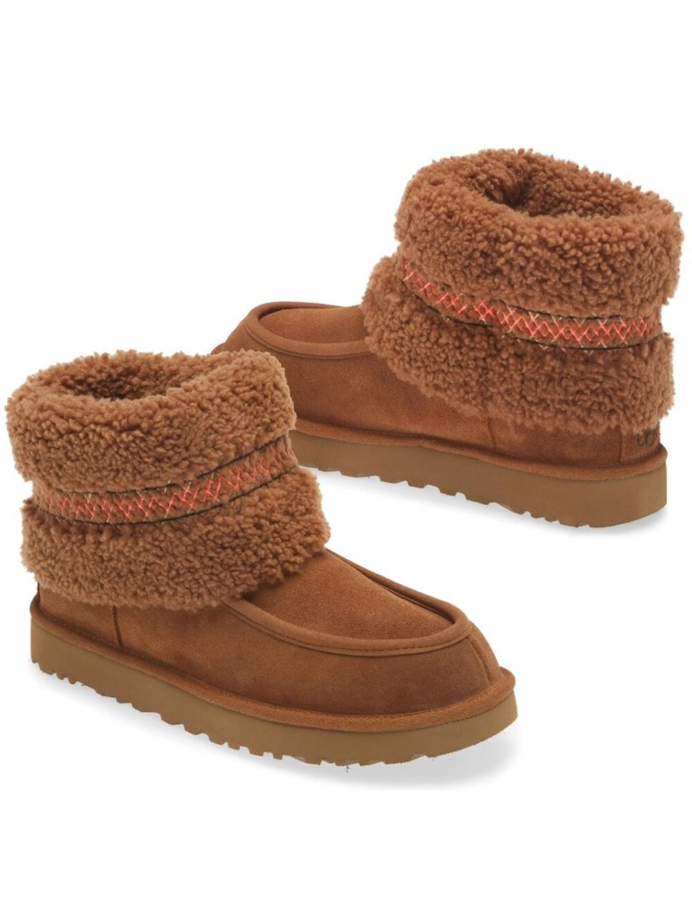 UGG Mini UGG Braid Women's Suede & Sheepskin Winter Ankle Boots Hardwood Size 7
